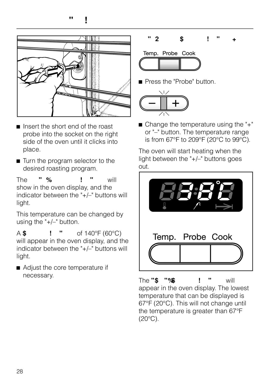 Miele H350-2B operating instructions To adjust the core temperature 