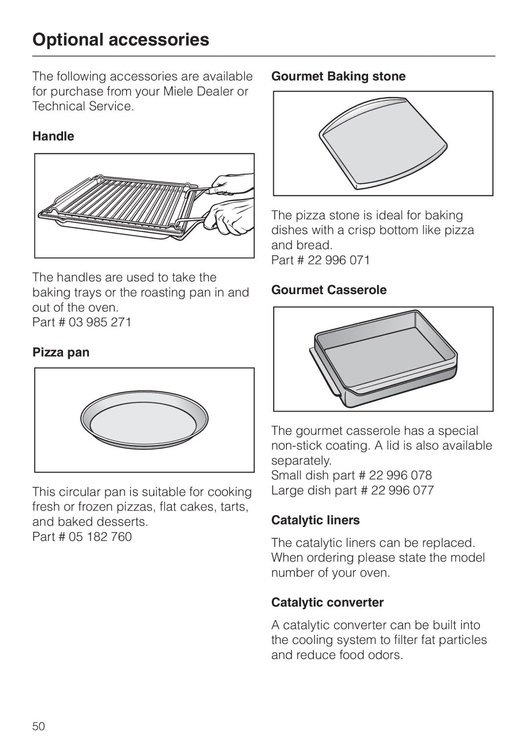 Miele H350-2B operating instructions Optional accessories 