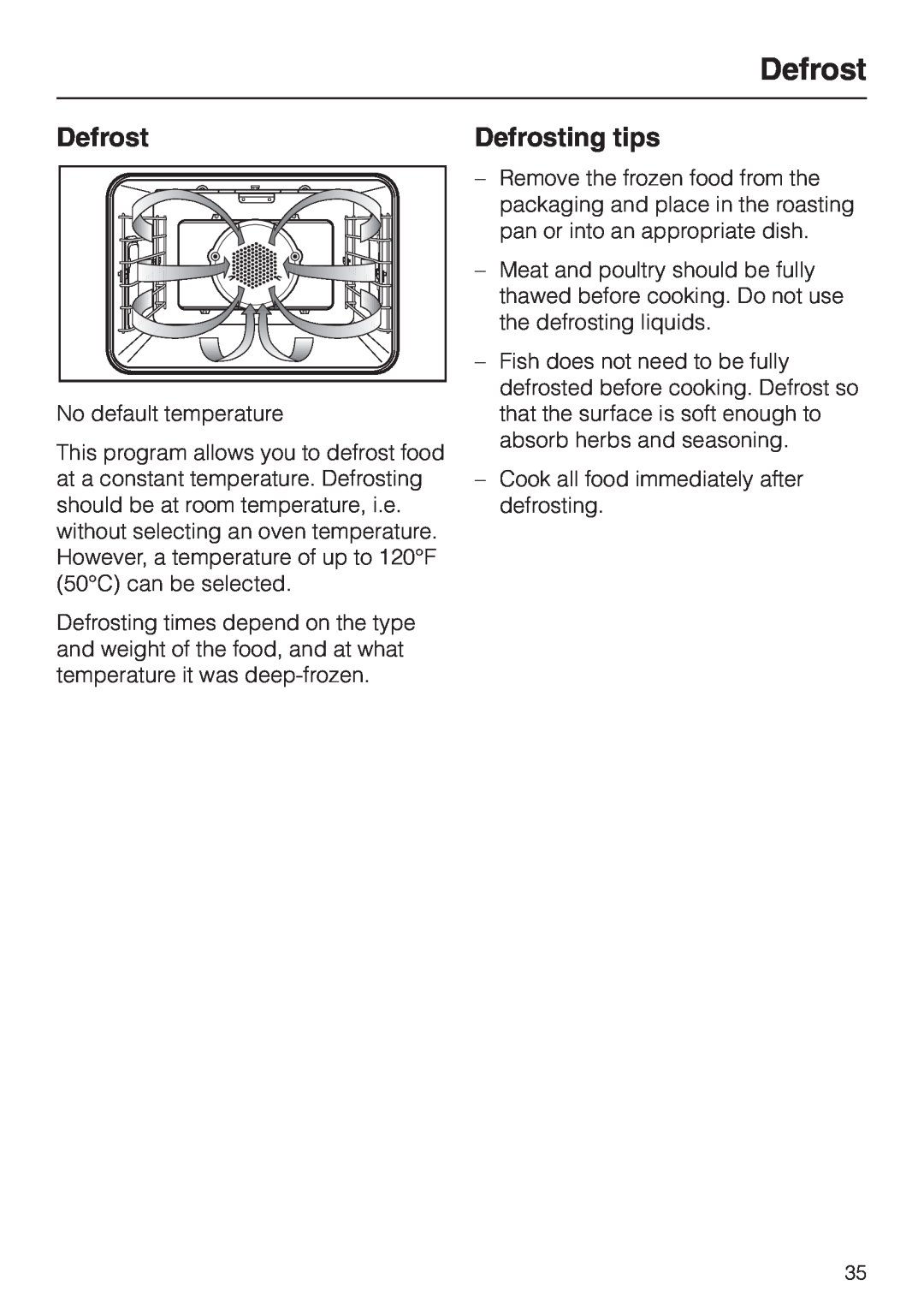 Miele H350-2B operating instructions Defrosting tips 