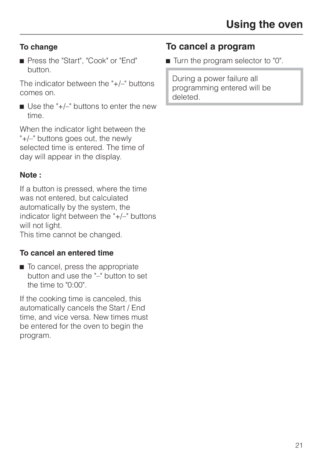 Miele H387-2B, H387-1B manual To cancel a program, To change, To cancel an entered time 