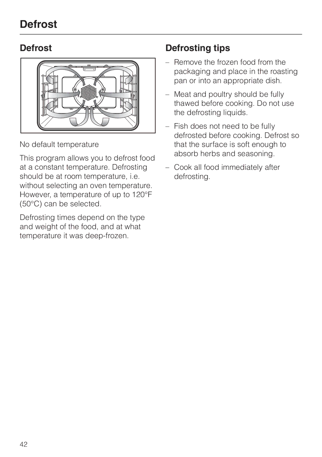 Miele H387-1B, H387-2B manual Defrost Defrosting tips 