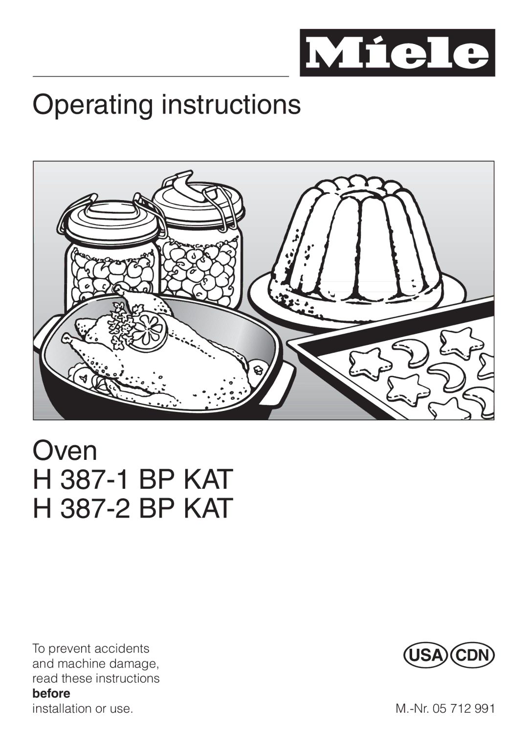 Miele H387-2BPKAT, H387-1BPKAT manual Operating instructions Oven BP KAT 