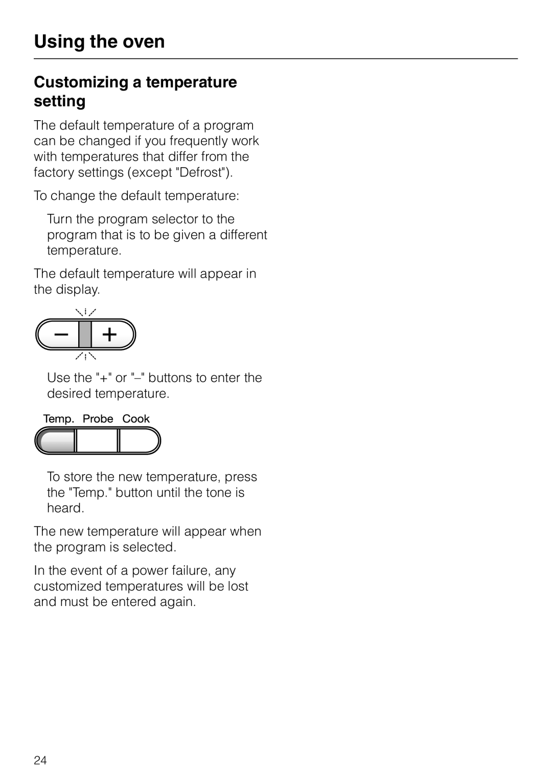 Miele H387-1BPKAT, H387-2BPKAT manual Customizing a temperature setting 