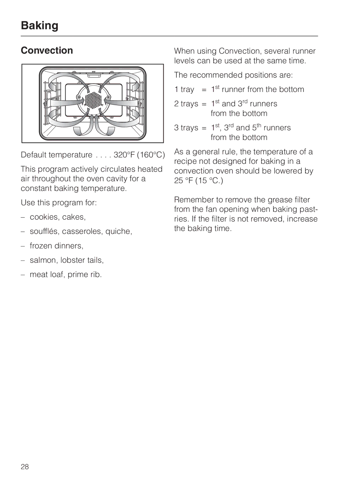 Miele H387-1BPKAT, H387-2BPKAT manual Baking, Convection 