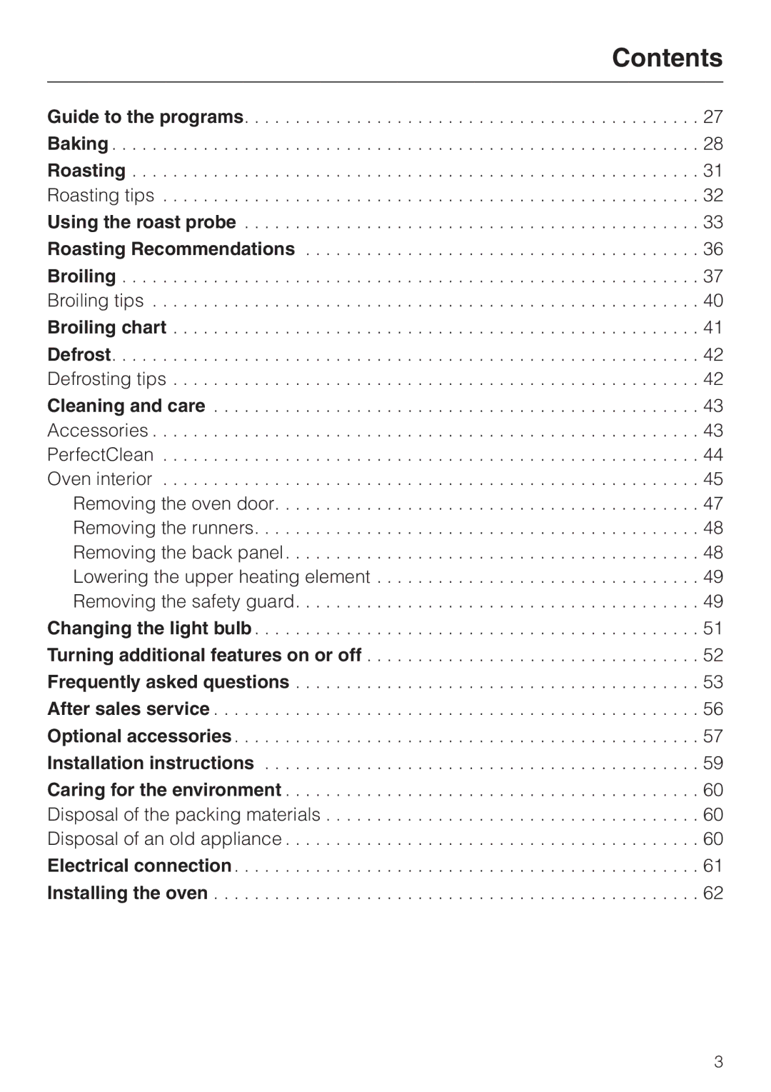 Miele H387-2BPKAT, H387-1BPKAT manual Contents 