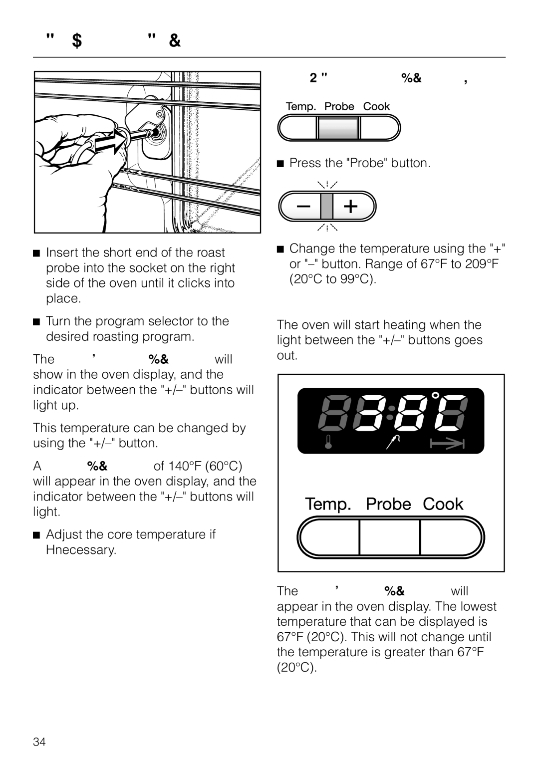 Miele H387-1BPKAT, H387-2BPKAT manual To adjust the core temperature 