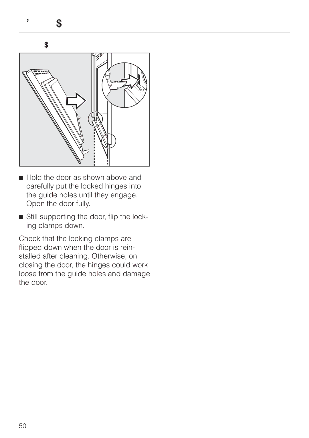 Miele H387-1BPKAT, H387-2BPKAT manual Refitting the oven door 