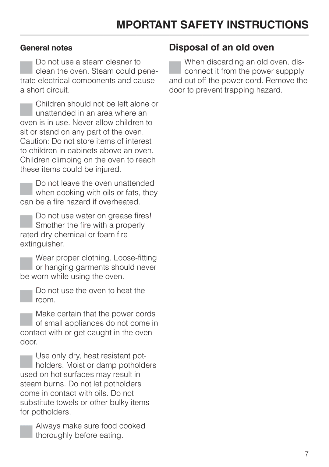 Miele H387-2BPKAT, H387-1BPKAT manual Disposal of an old oven, General notes 