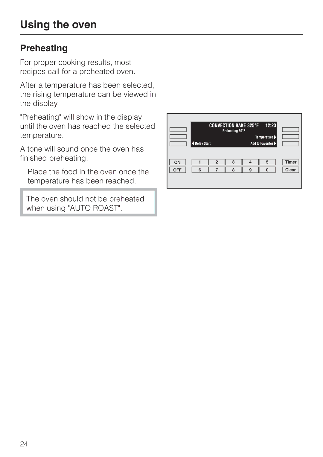 Miele H396B, H395B operating instructions Preheating 