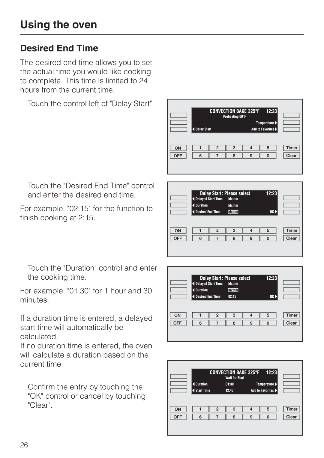 Miele H396B, H395B operating instructions Desired End Time 