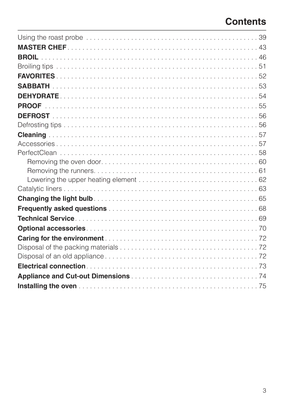 Miele H395B, H396B operating instructions Contents 