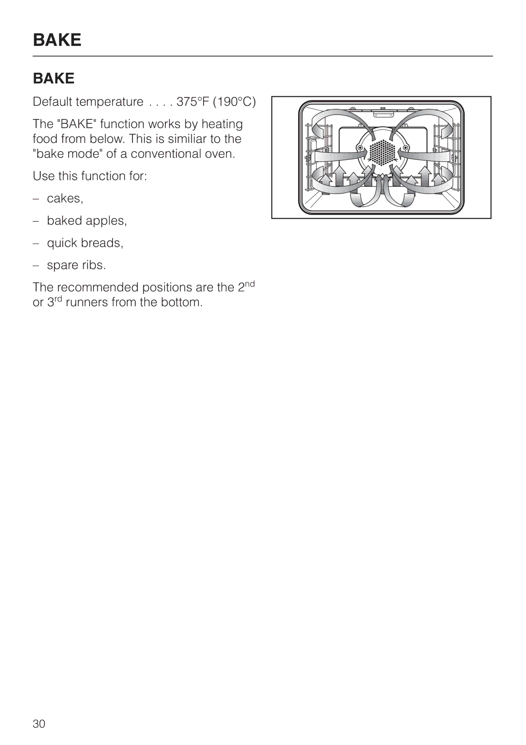 Miele H396B, H395B operating instructions Bake 