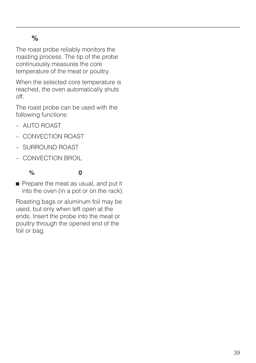 Miele H395B, H396B operating instructions Using the roast probe 