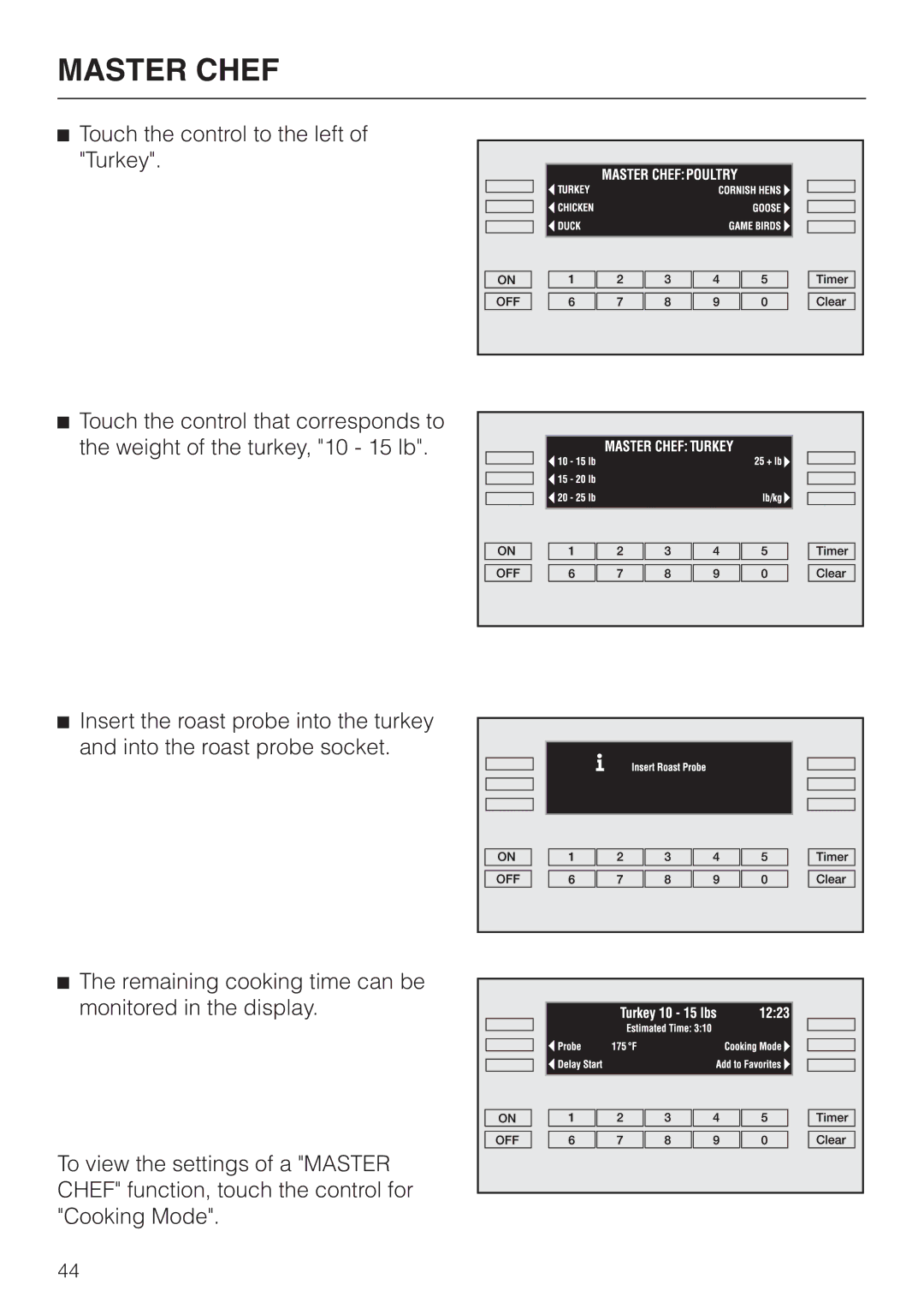 Miele H396B, H395B operating instructions Master Chef 