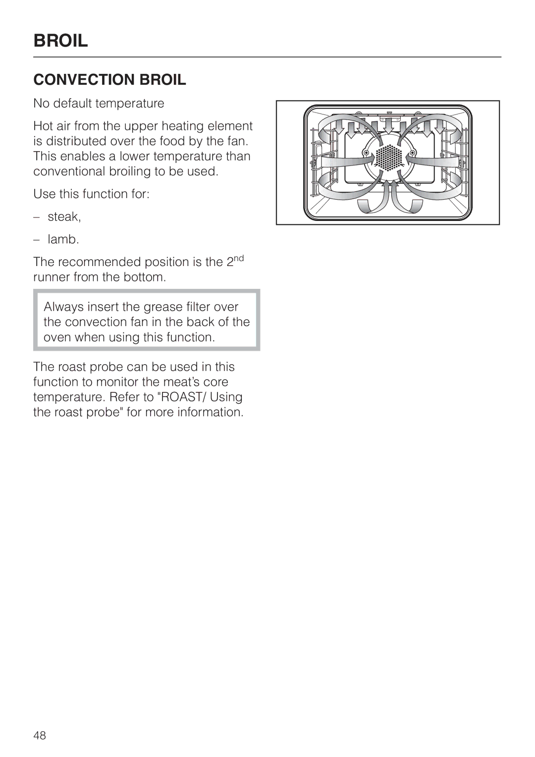 Miele H396B, H395B operating instructions Convection Broil 