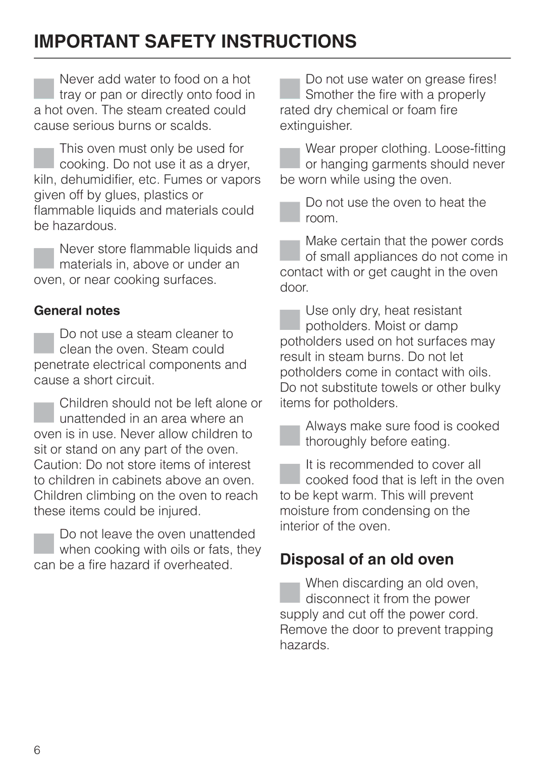 Miele H396B, H395B operating instructions Disposal of an old oven, General notes 