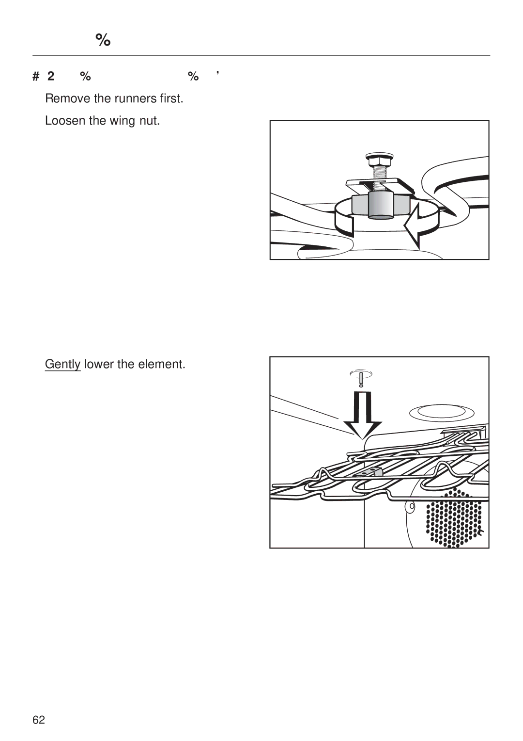 Miele H396B, H395B operating instructions Lowering the upper heating element 