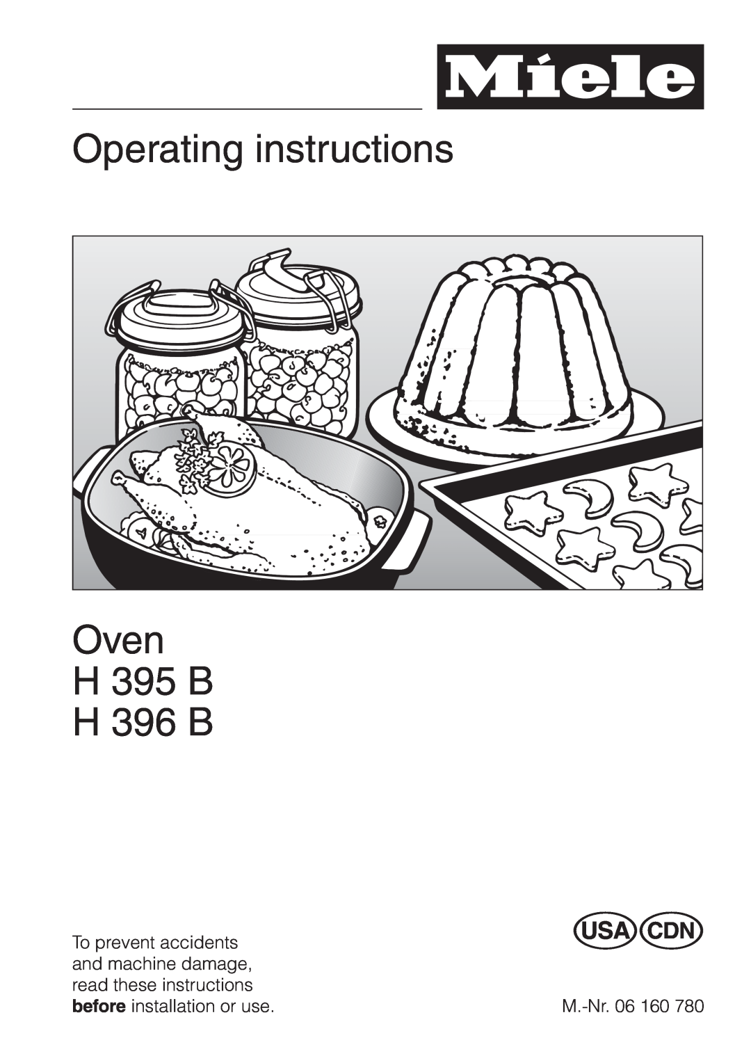 Miele H395B, H396B operating instructions Operating instructions, Oven H 395 B H 396 B 