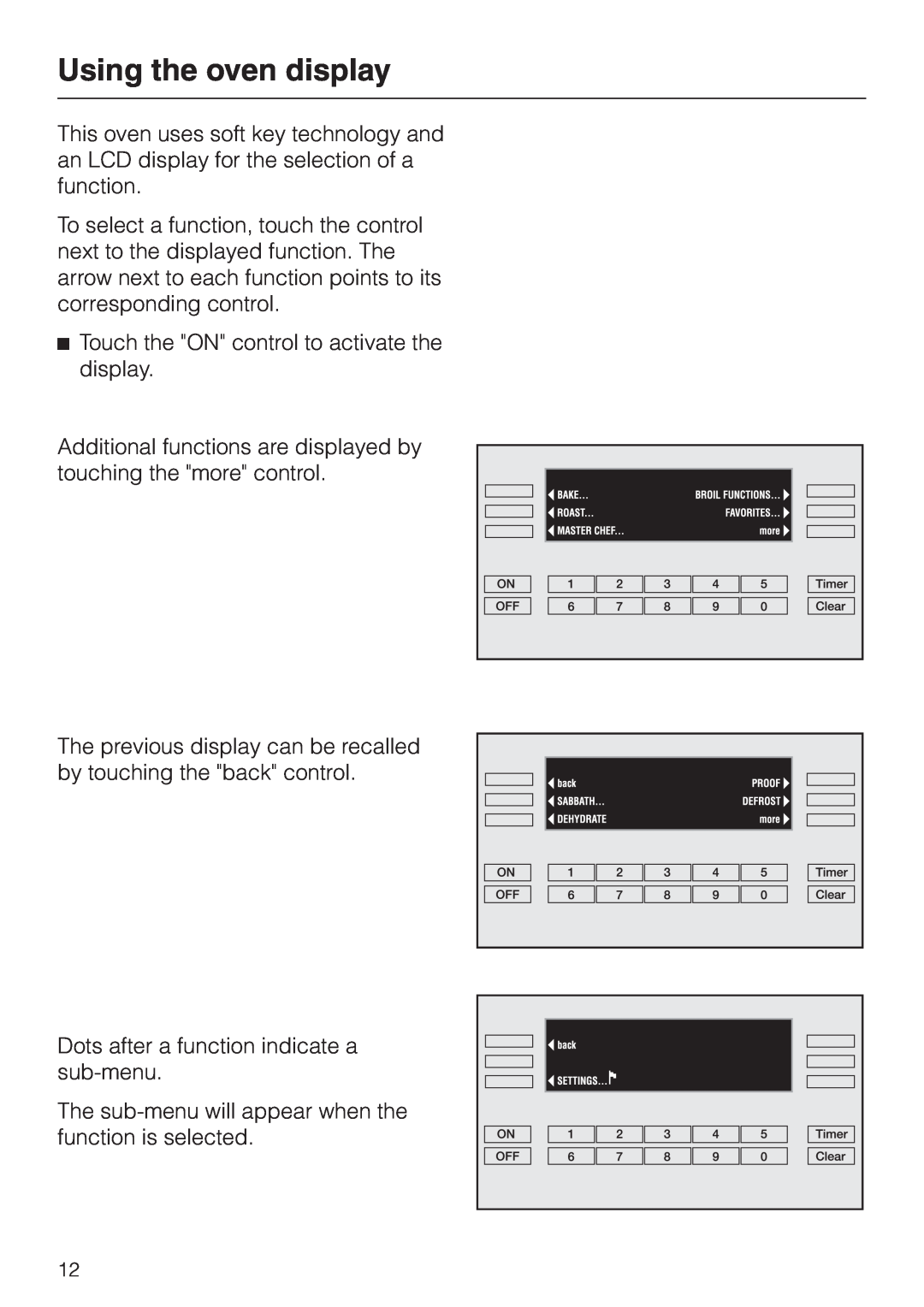 Miele H396B, H395B operating instructions Using the oven display 