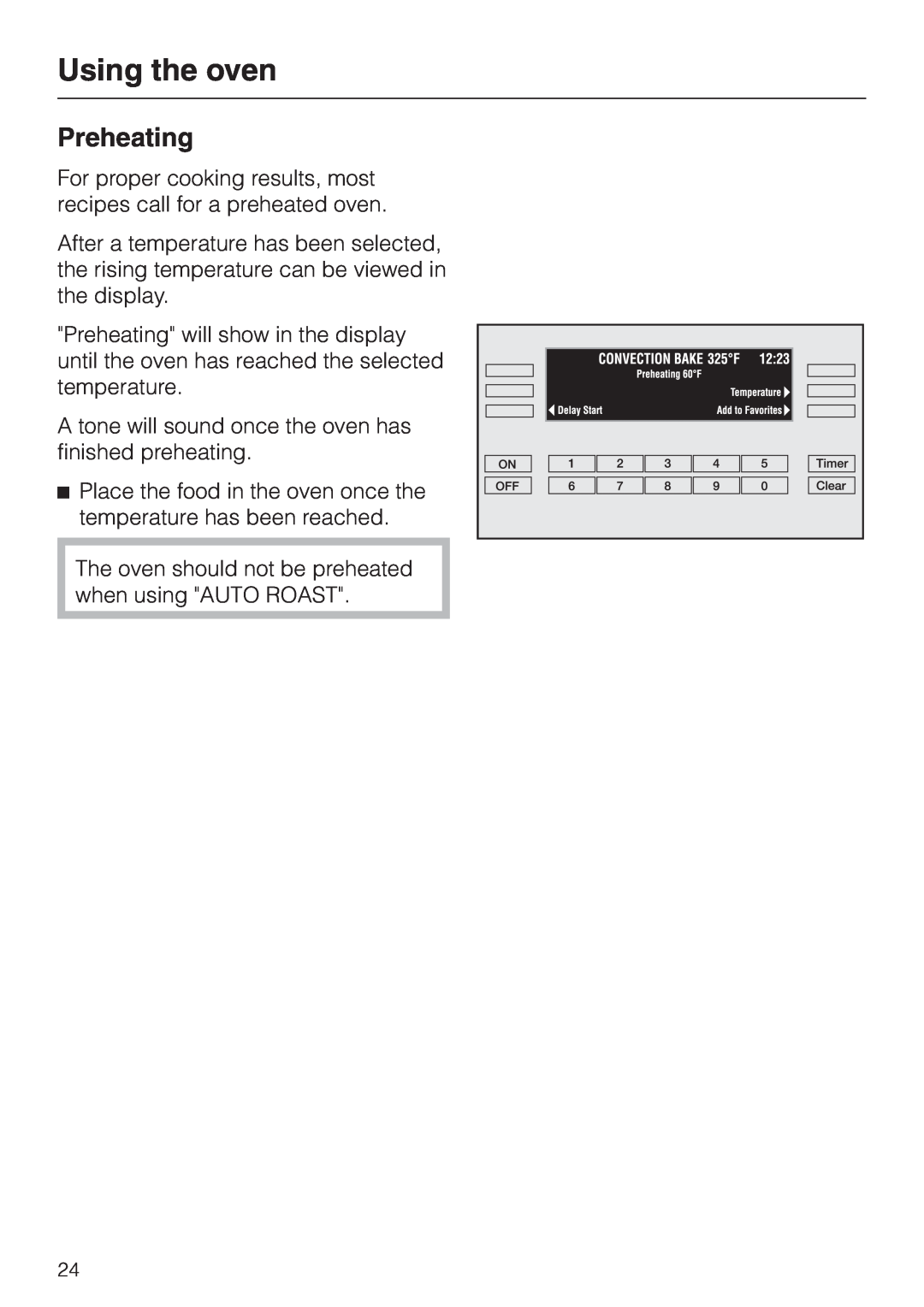Miele H396B, H395B operating instructions Preheating, Using the oven 