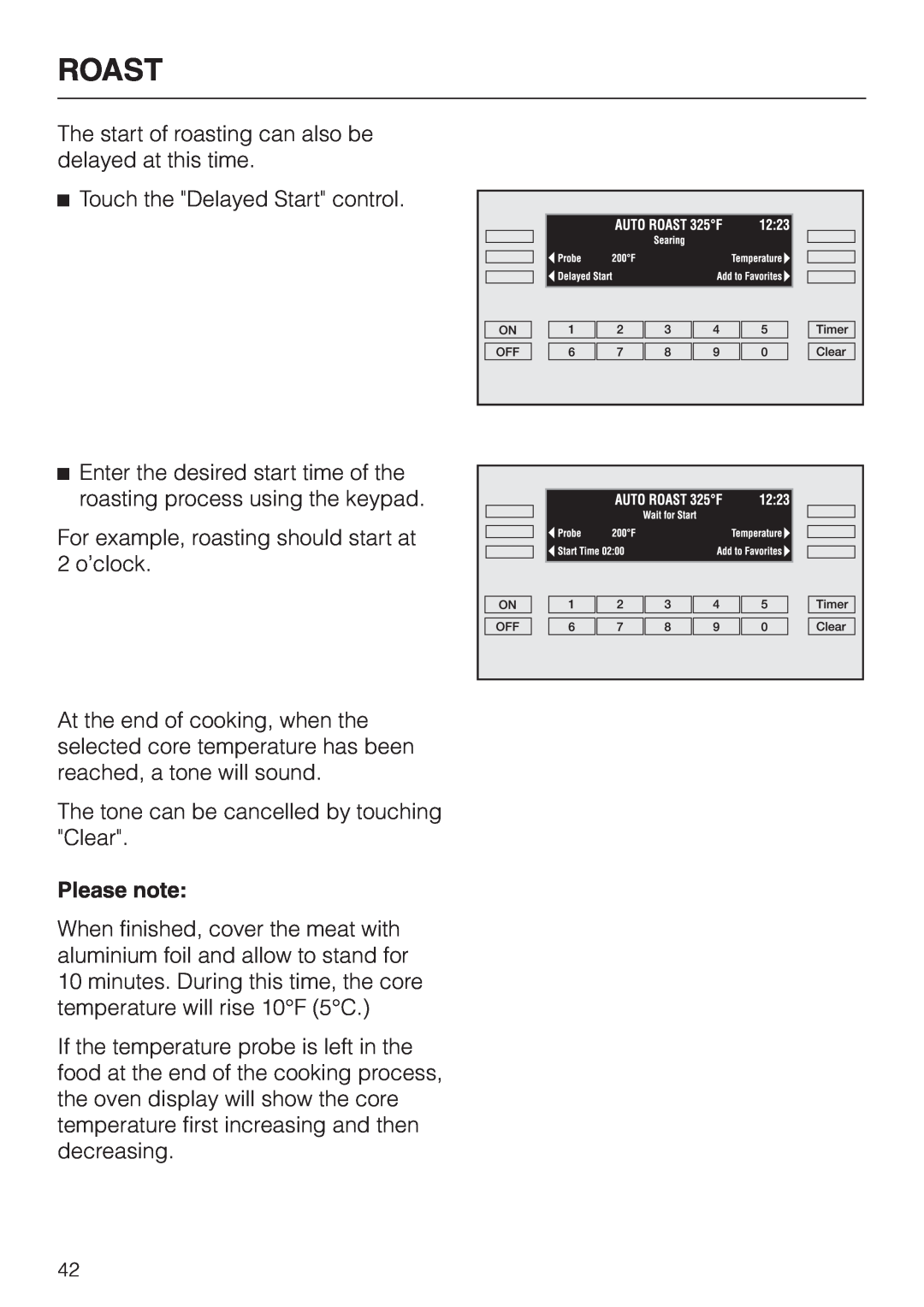 Miele H396B, H395B operating instructions Roast, Please note 