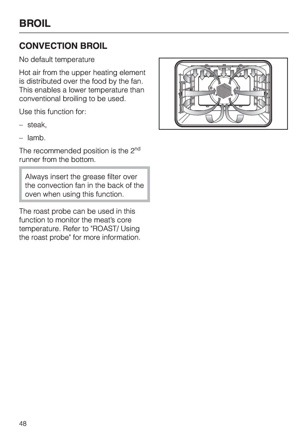 Miele H396B, H395B operating instructions Convection Broil 