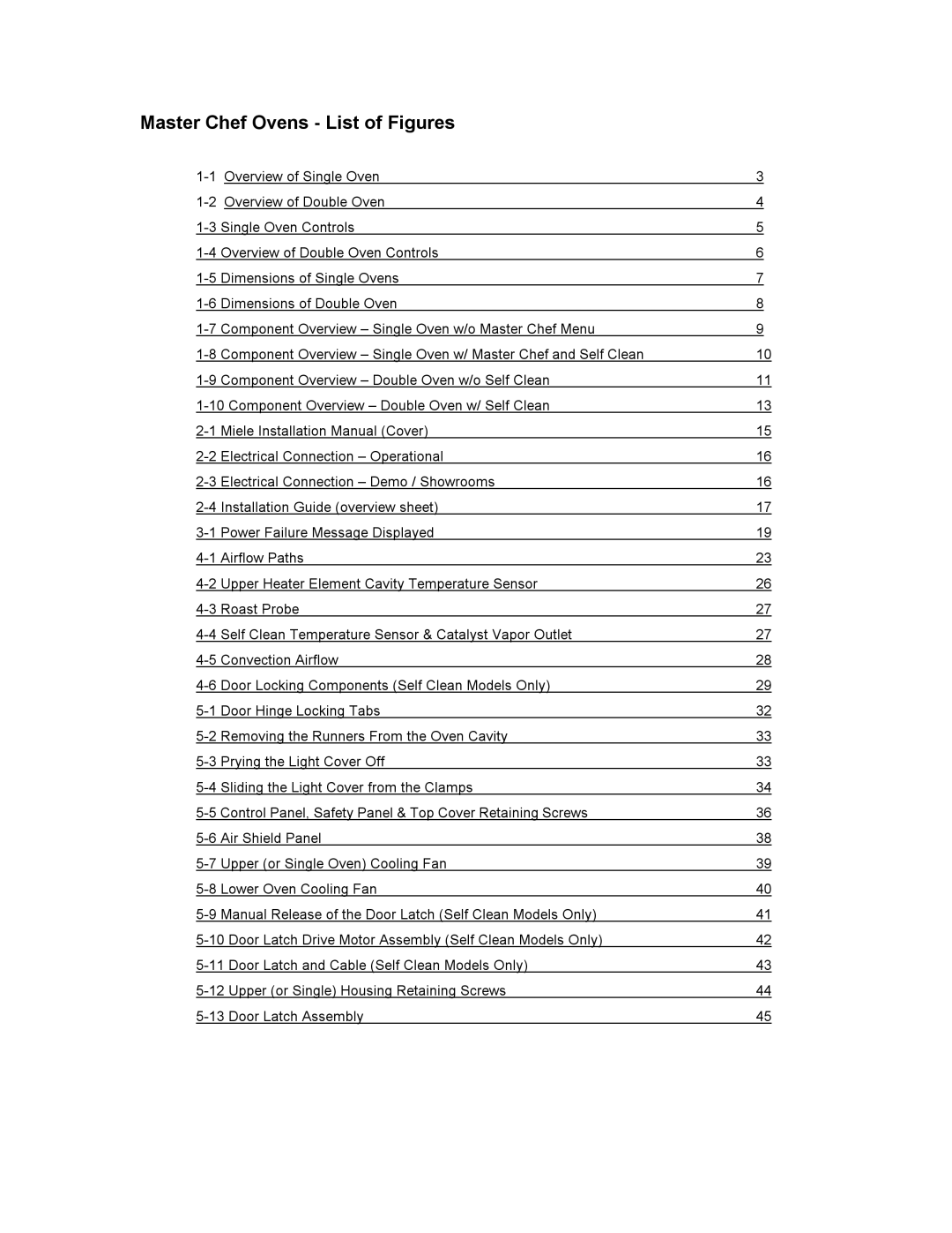 Miele H397B2, H397BP2, H395BP, H398B2, H398BP2, H396BP, H394B manual Master Chef Ovens List of Figures 