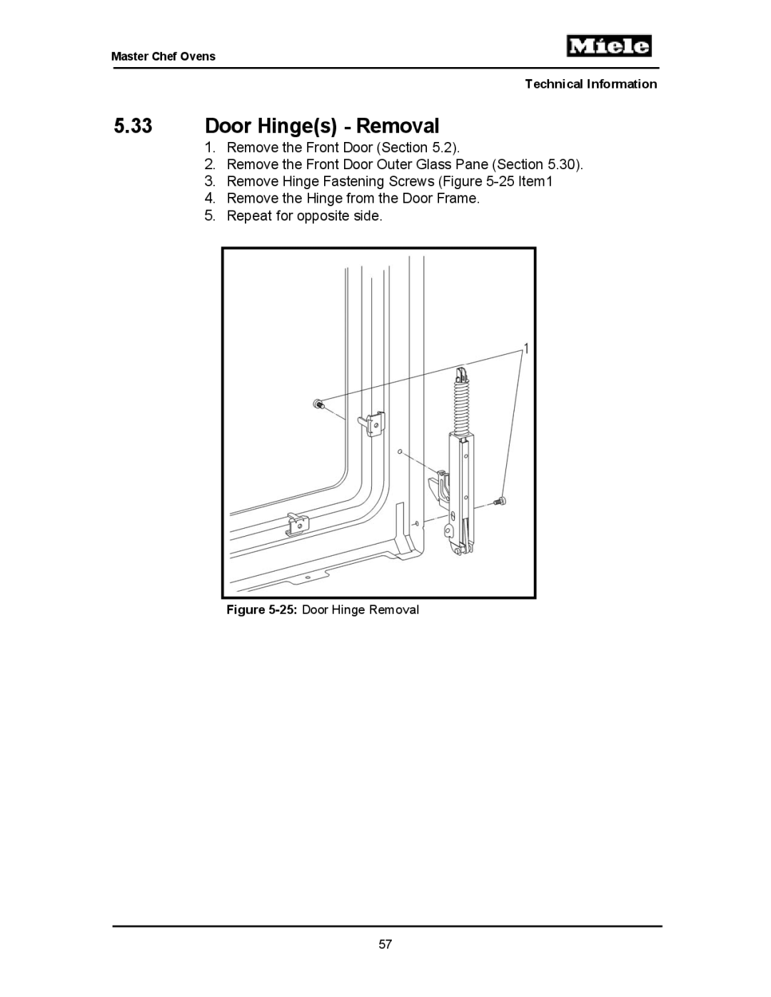 Miele H398B2, H397BP2, H395BP, H398BP2, H396BP, H397B2, H394B manual Door Hinges Removal 