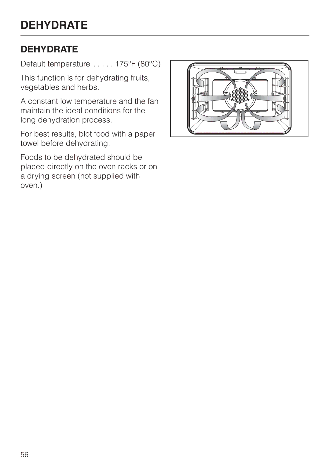 Miele H397BP2, H398BP2 operating instructions Dehydrate 