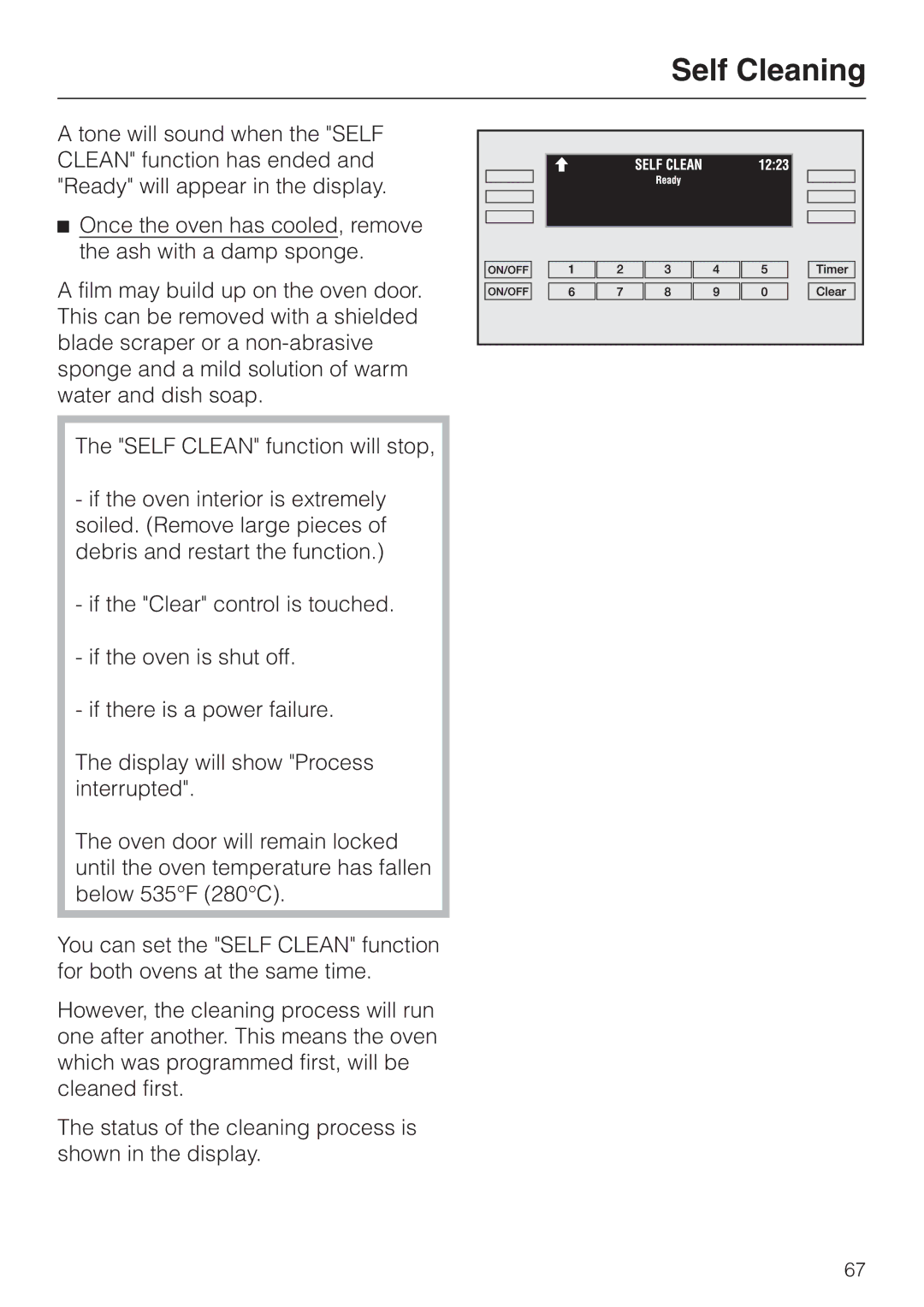 Miele H398BP2, H397BP2 operating instructions Self Cleaning 