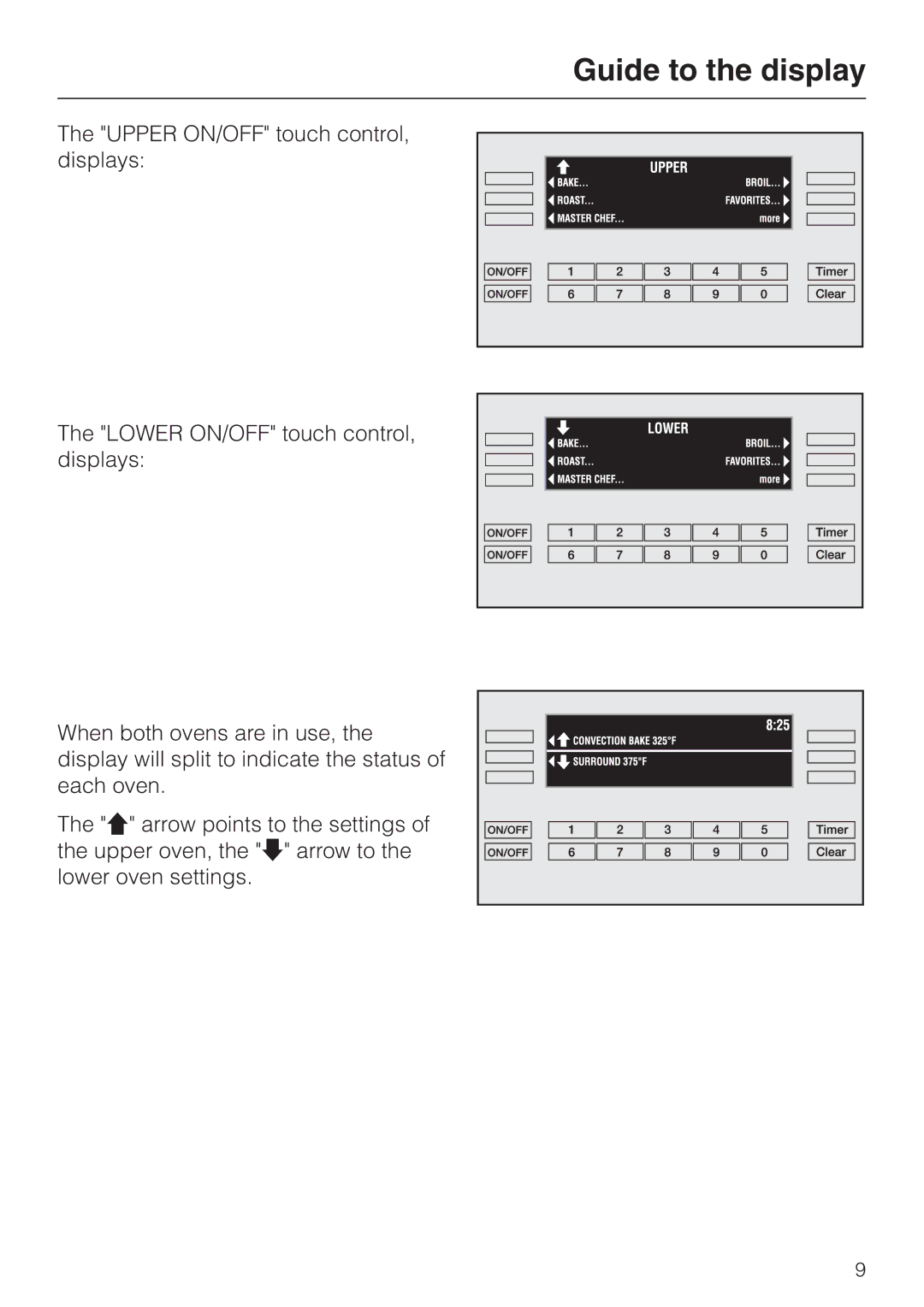 Miele H398BP2, H397BP2 operating instructions Guide to the display 