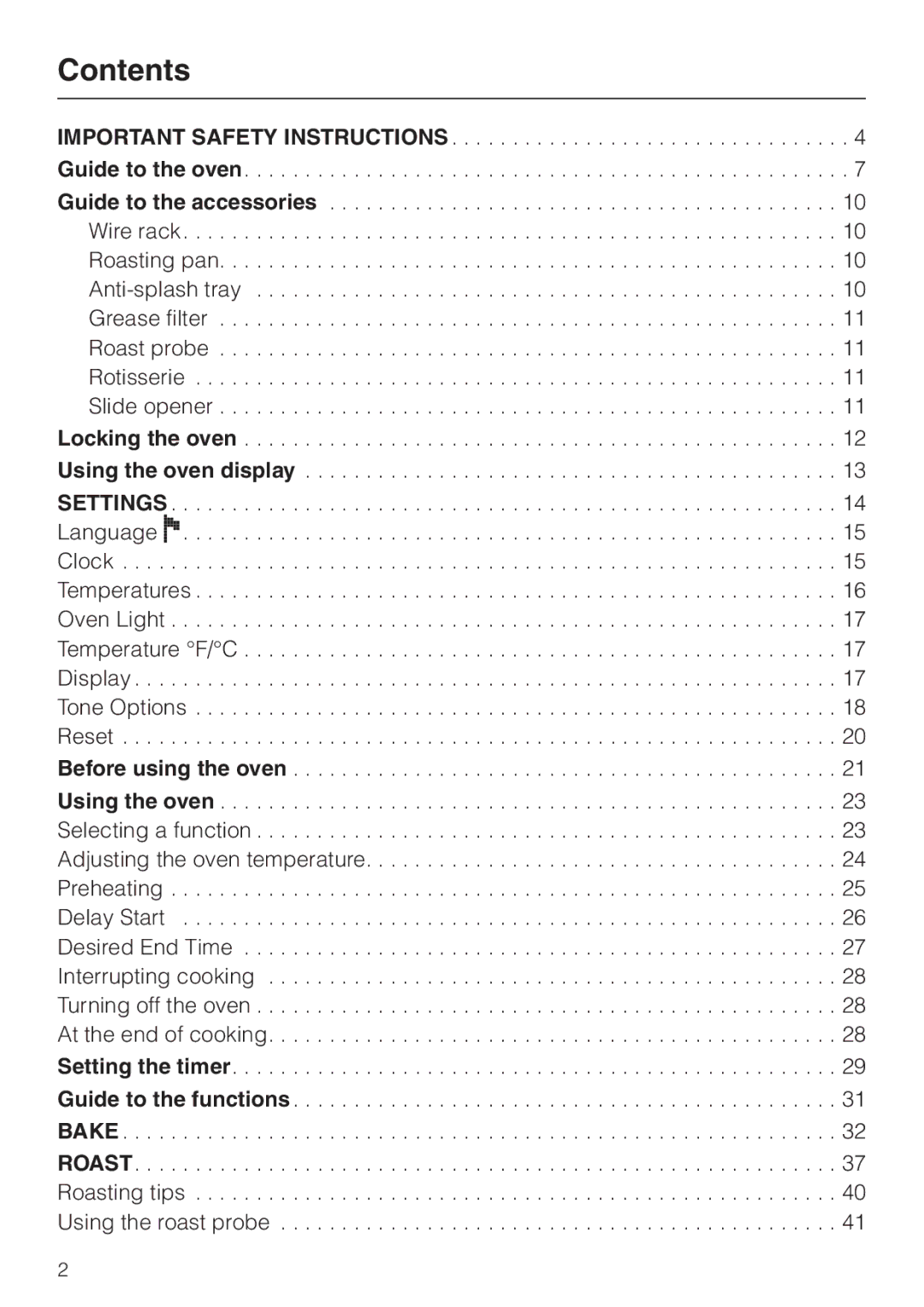 Miele H398B2, H397B2 manual Contents 