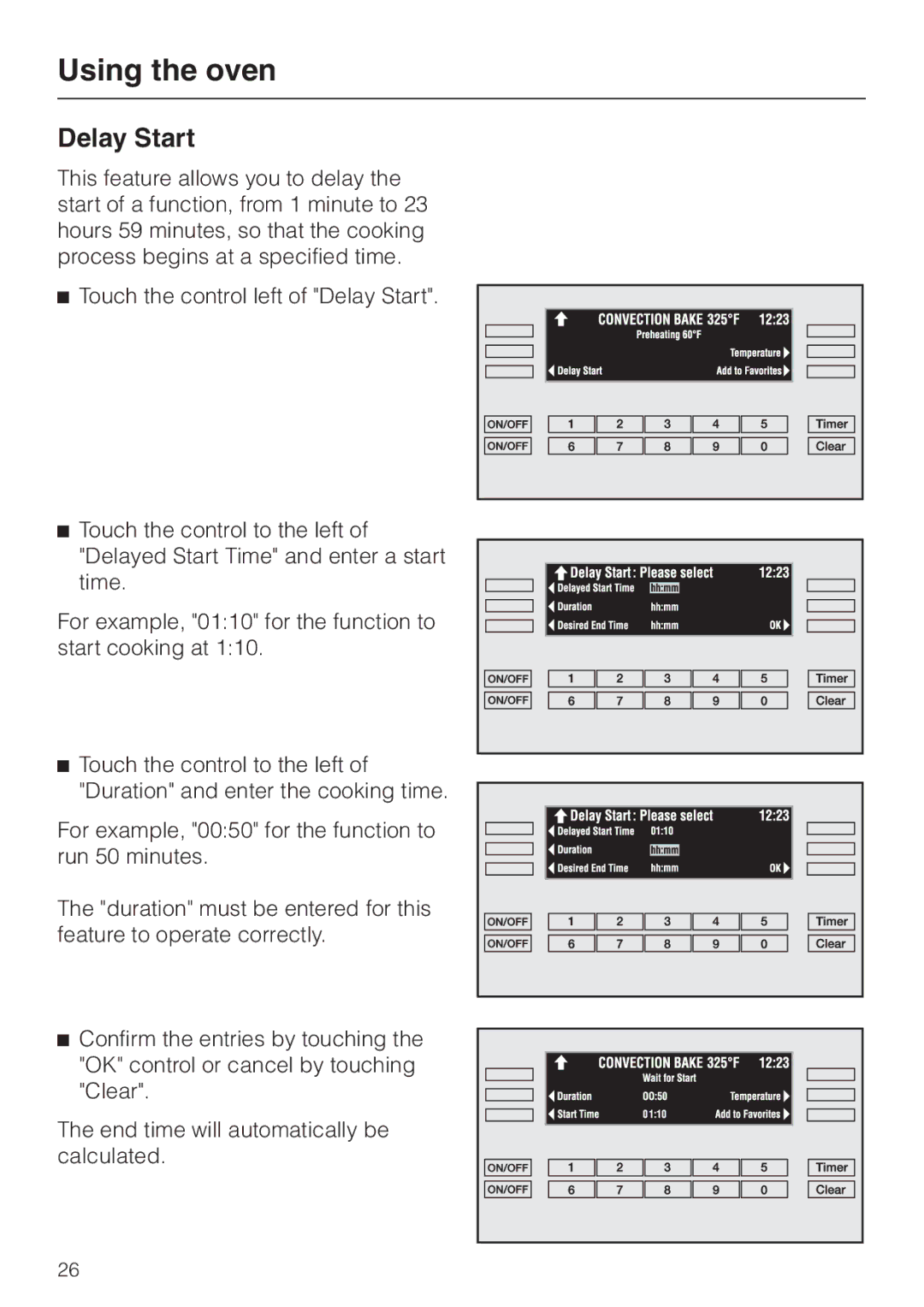 Miele H398B2, H397B2 manual Delay Start 