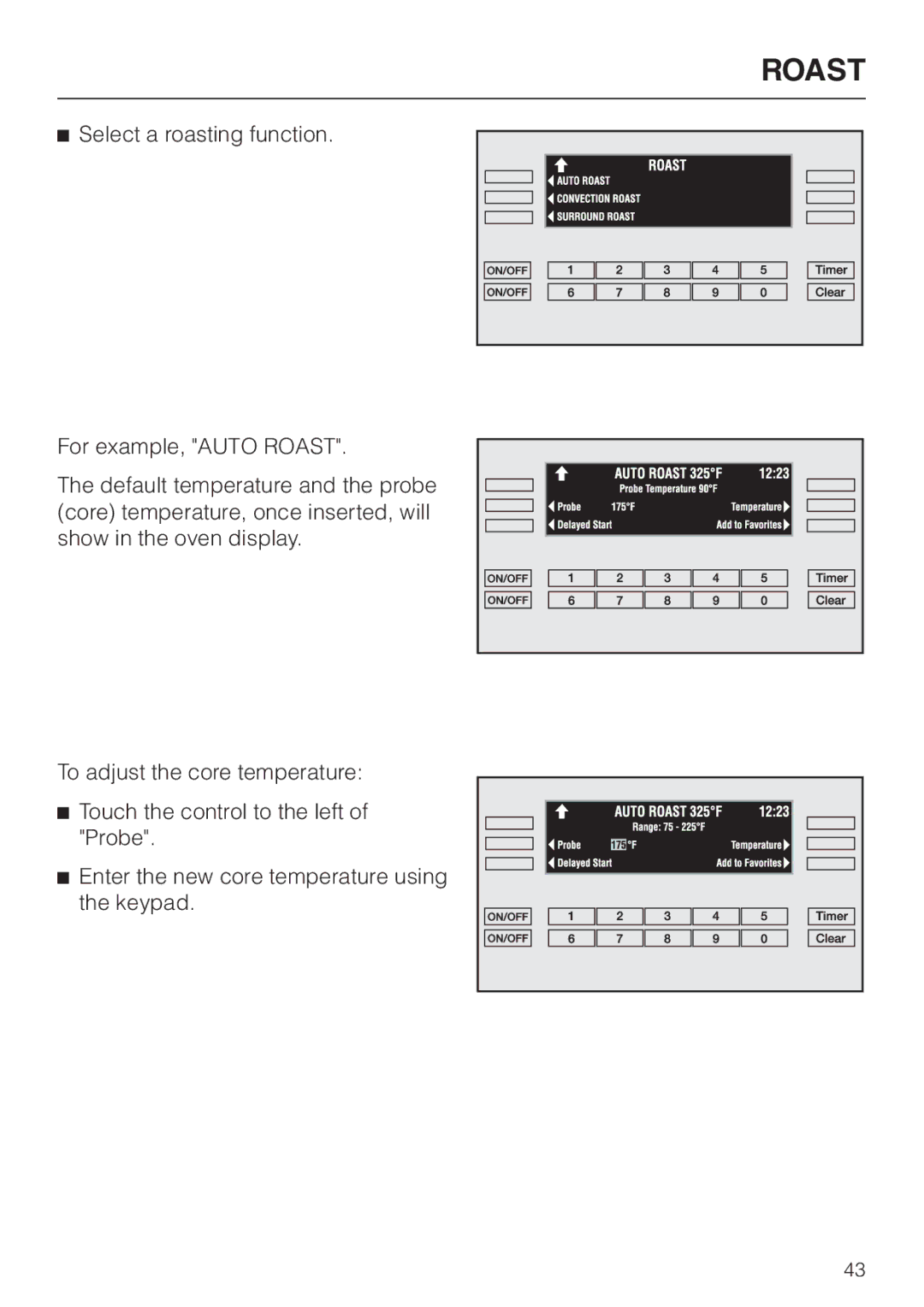 Miele H397B2, H398B2 manual Select a roasting function 