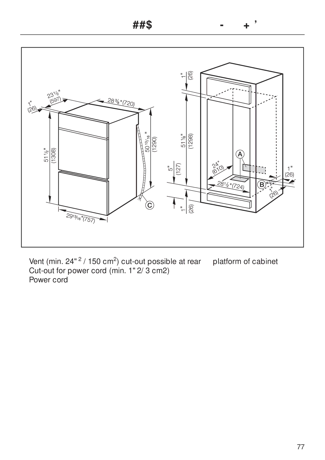 Miele H397B2, H398B2 manual Appliance and Cut-out Dimensions 