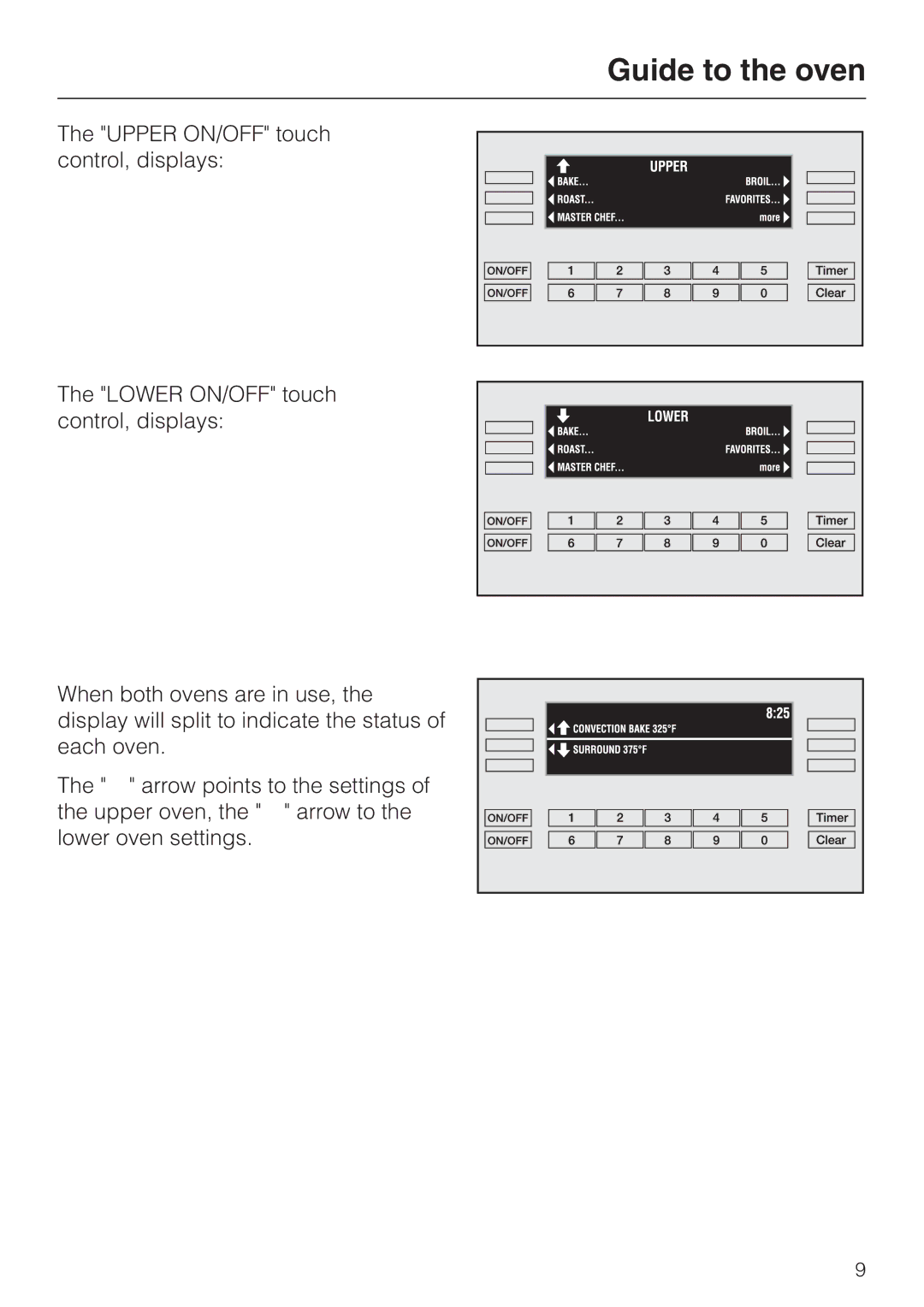 Miele H397B2, H398B2 manual Guide to the oven 