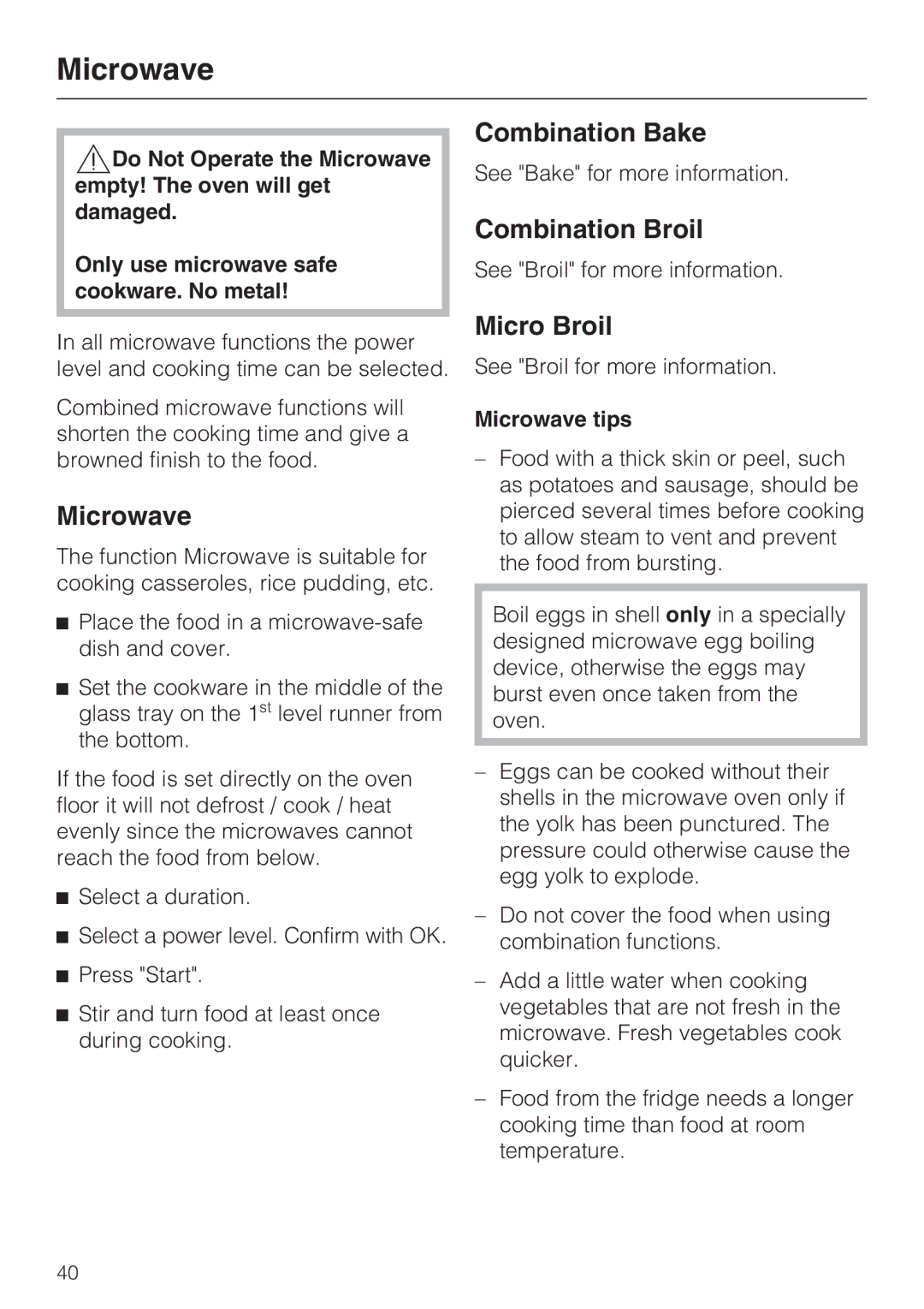 Miele H4080BM installation instructions Microwave tips 