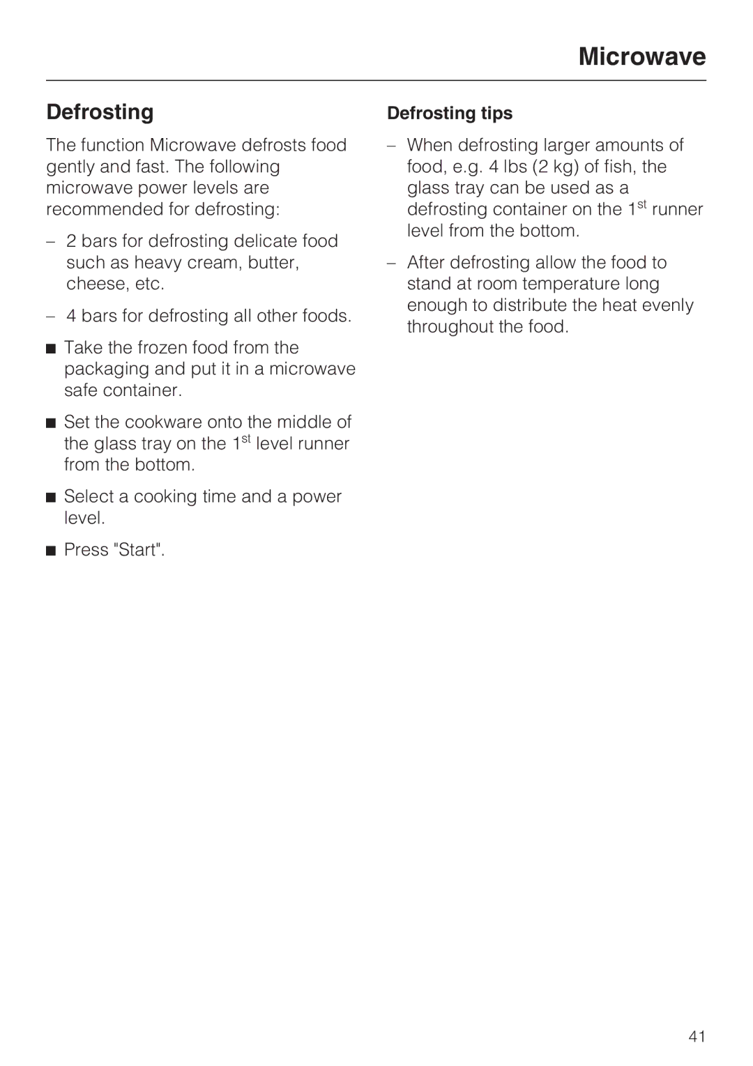 Miele H4080BM installation instructions Defrosting tips 