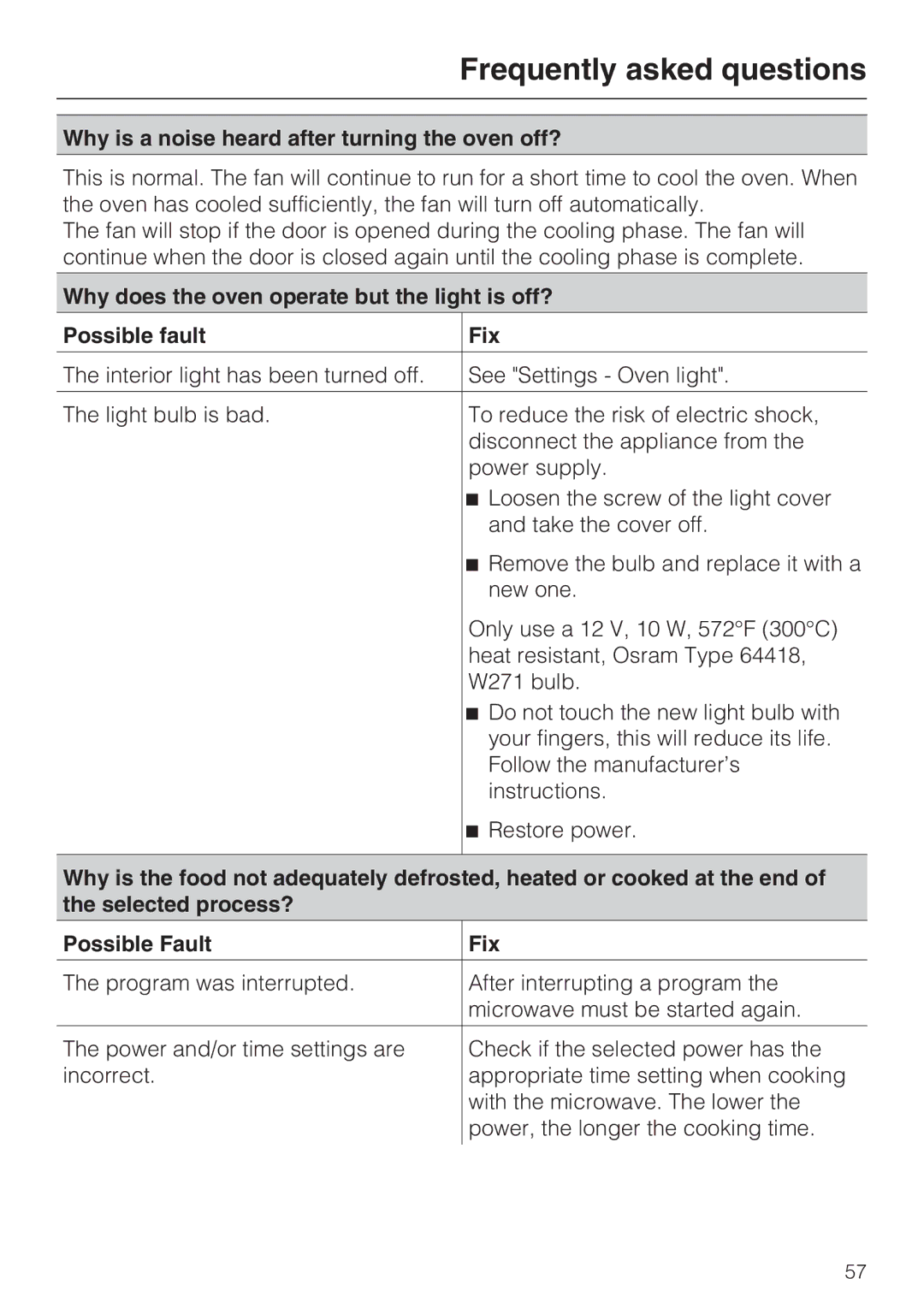 Miele H4080BM installation instructions Why is a noise heard after turning the oven off? 