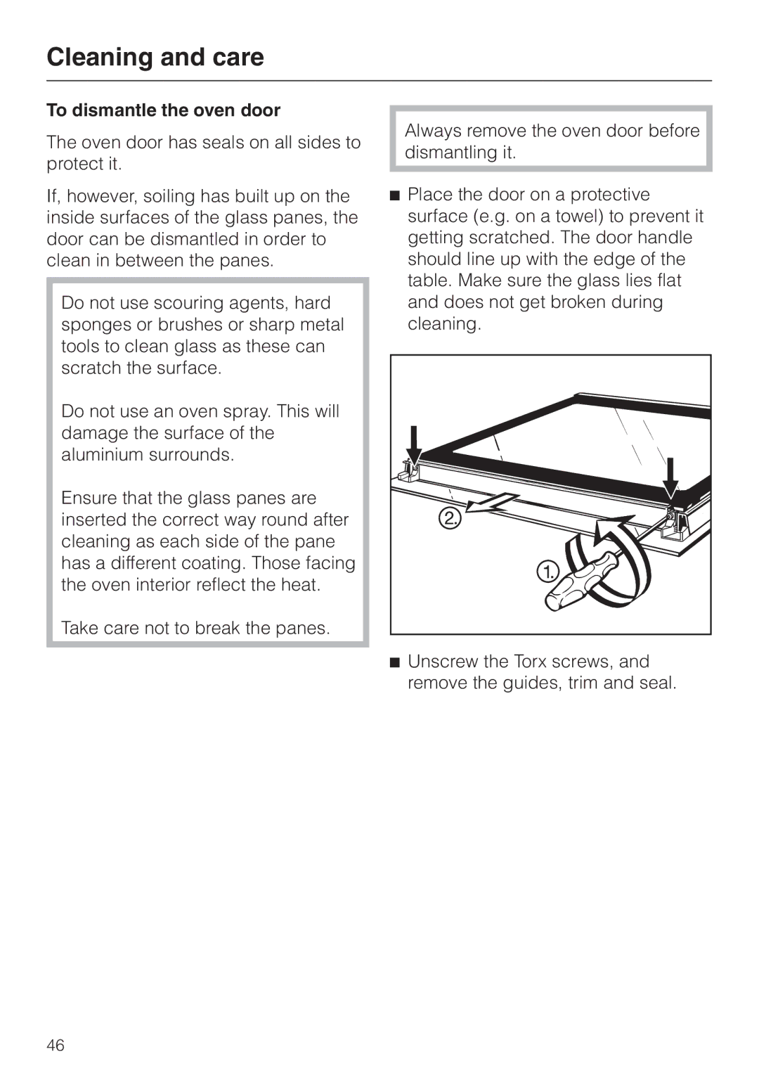 Miele H4210, H4200 installation instructions To dismantle the oven door 