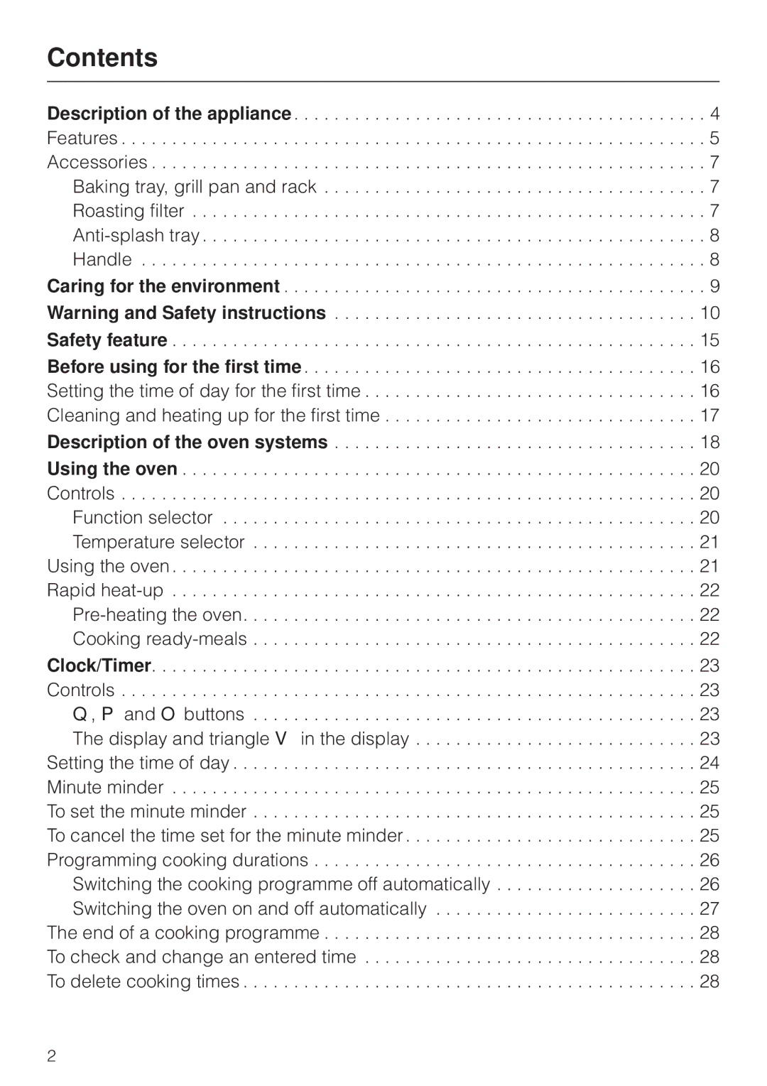 Miele H4270, H 4170 operating instructions Contents 