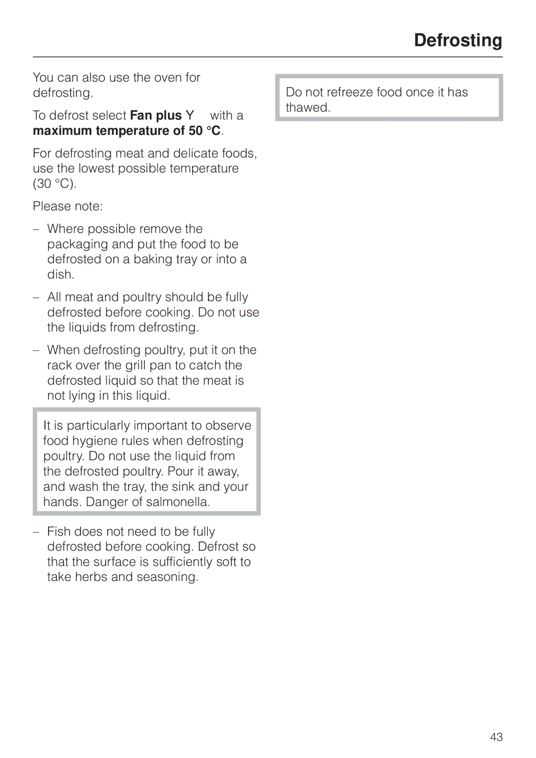 Miele H 4170, H4270 operating instructions Defrosting 