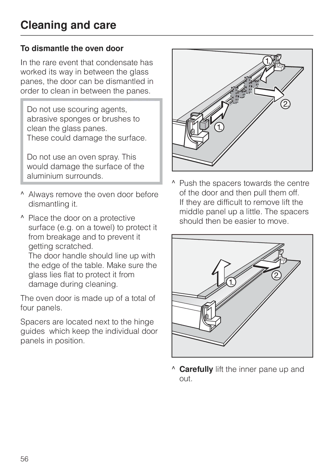 Miele H4270, H 4170 operating instructions To dismantle the oven door 