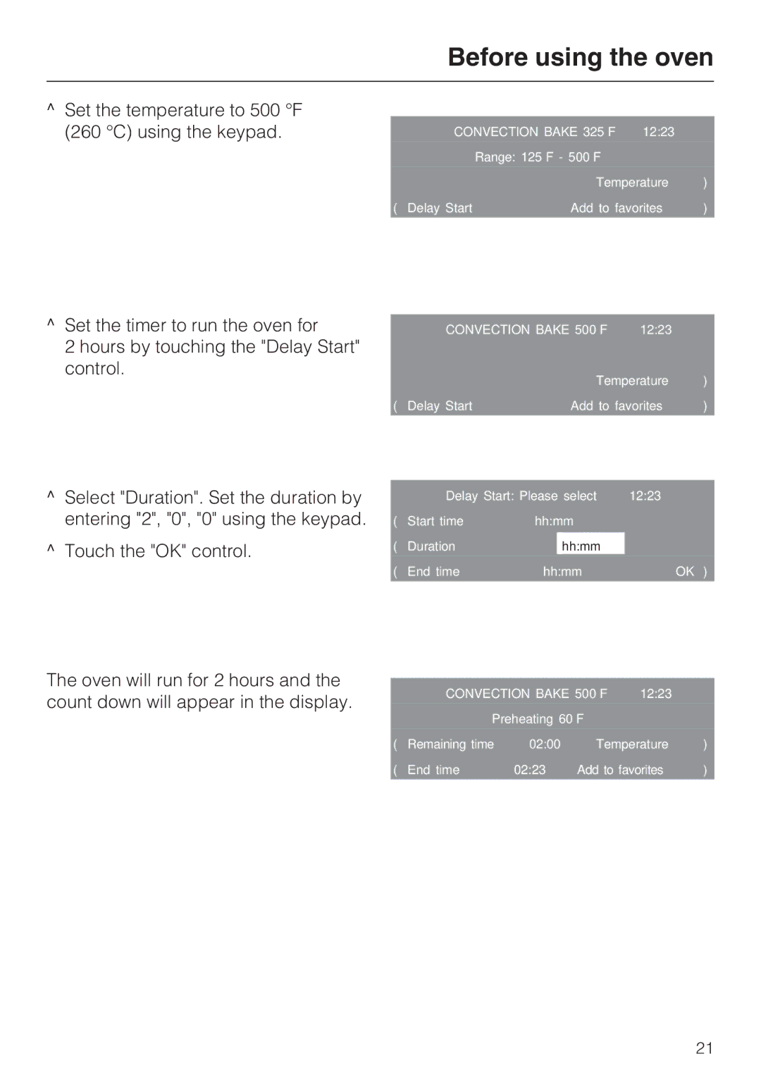 Miele H4680B installation instructions Convection Bake 500F 