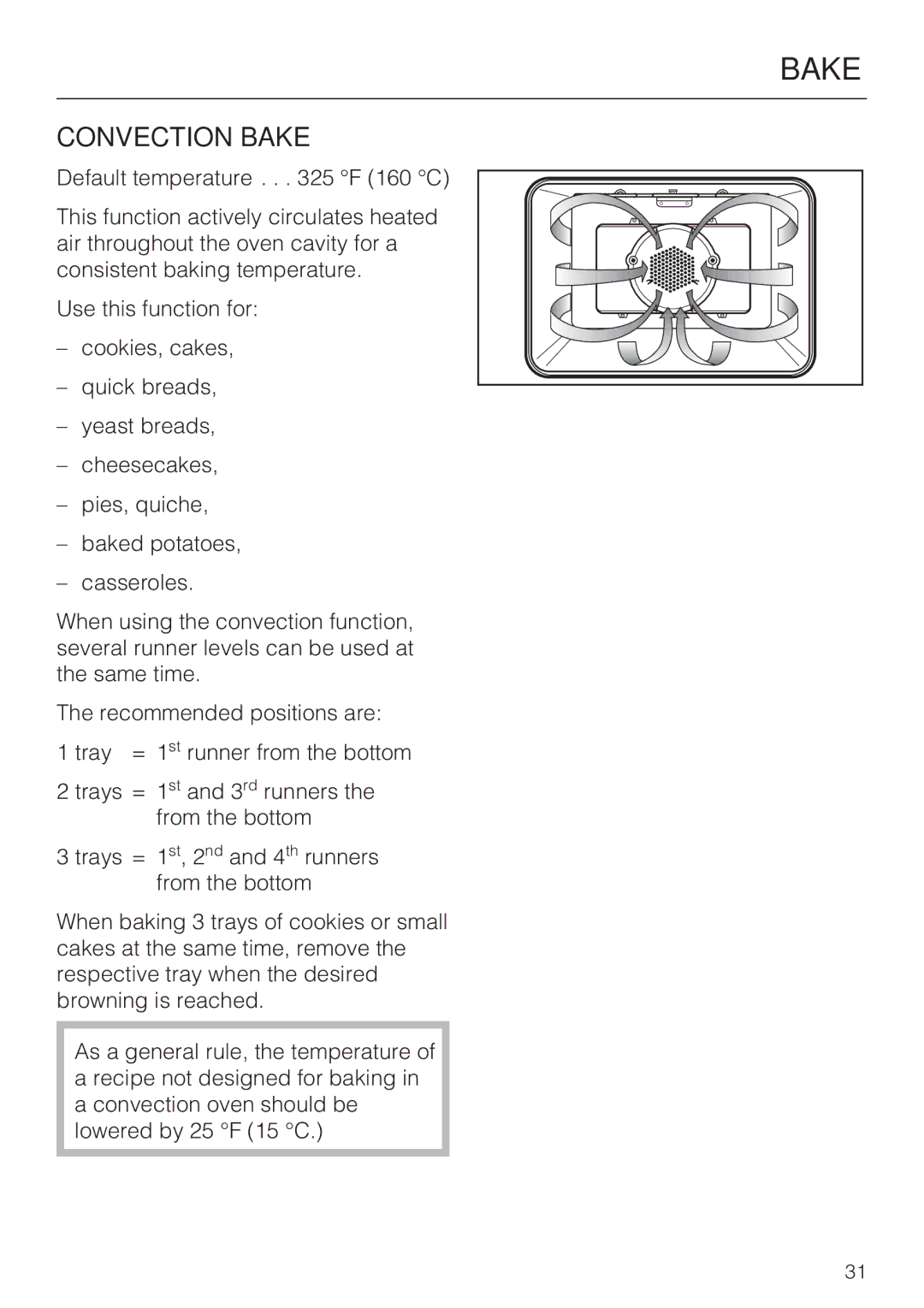 Miele H4680B installation instructions Convection Bake 