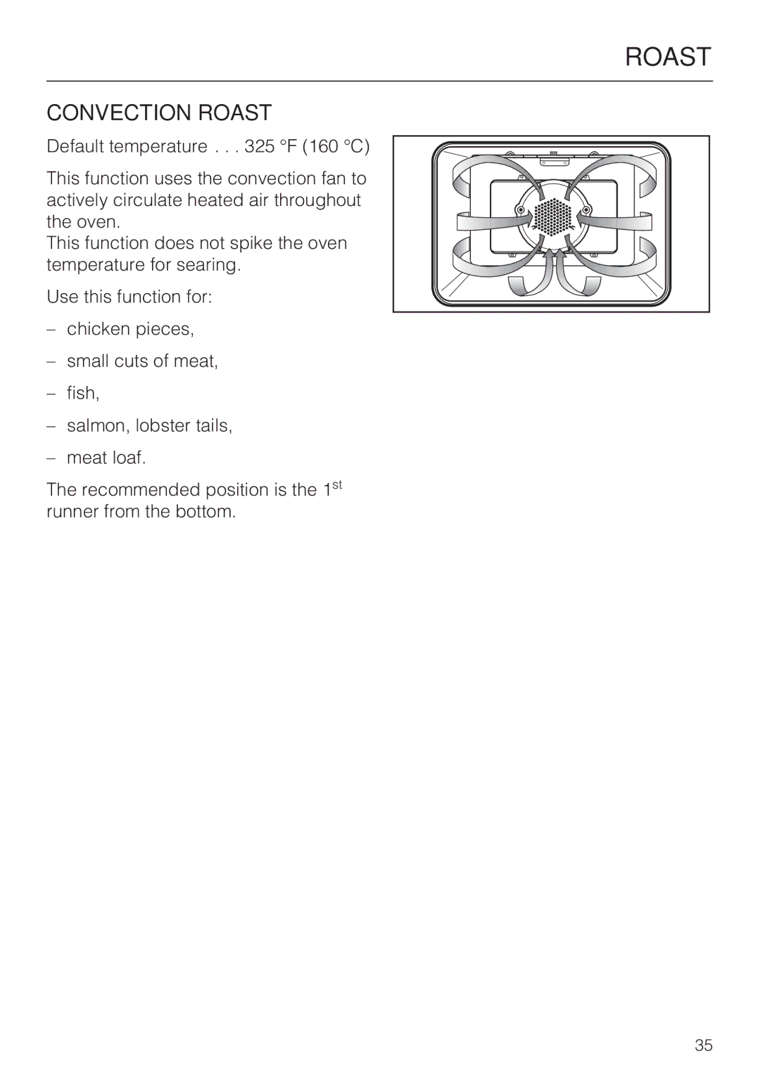 Miele H4680B installation instructions Convection Roast 