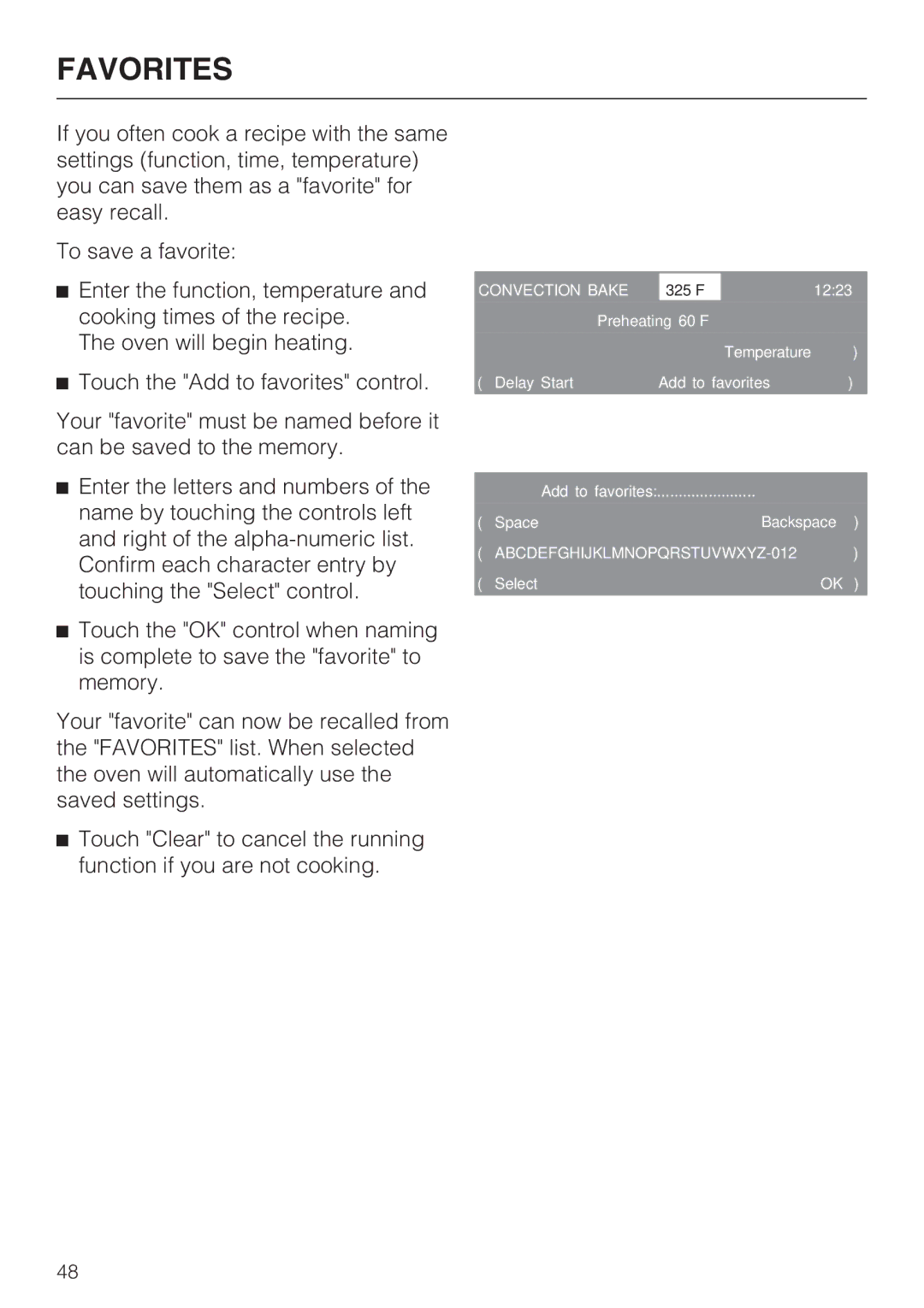 Miele H4680B installation instructions Favorites 