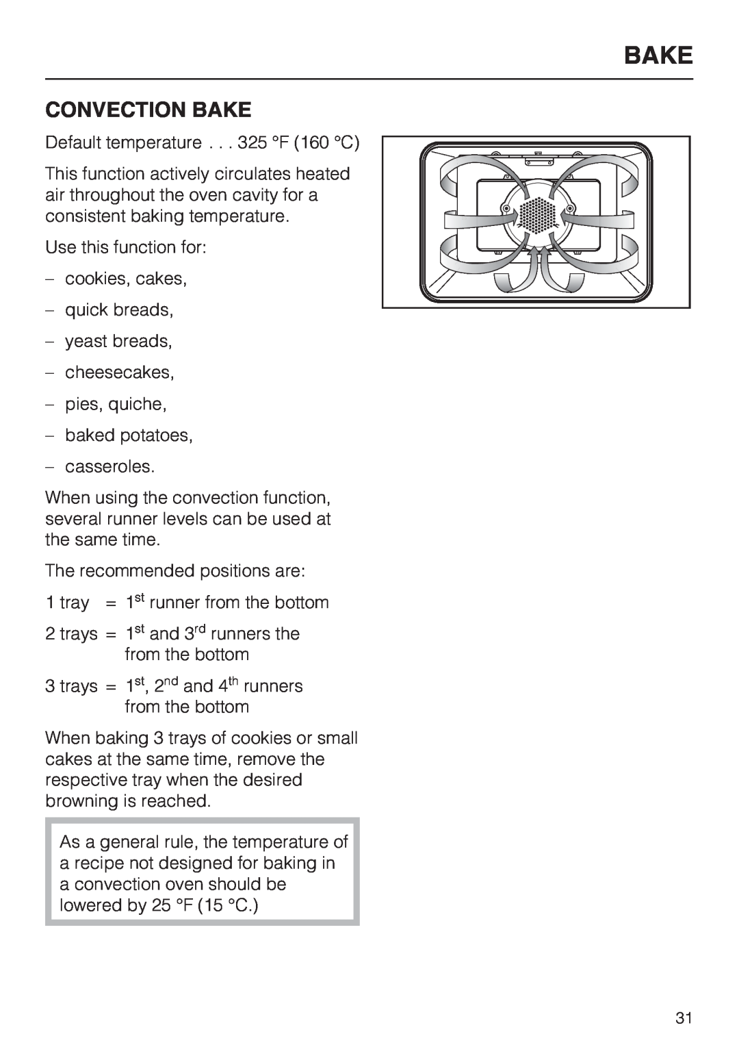 Miele H4680B installation instructions Convection Bake 