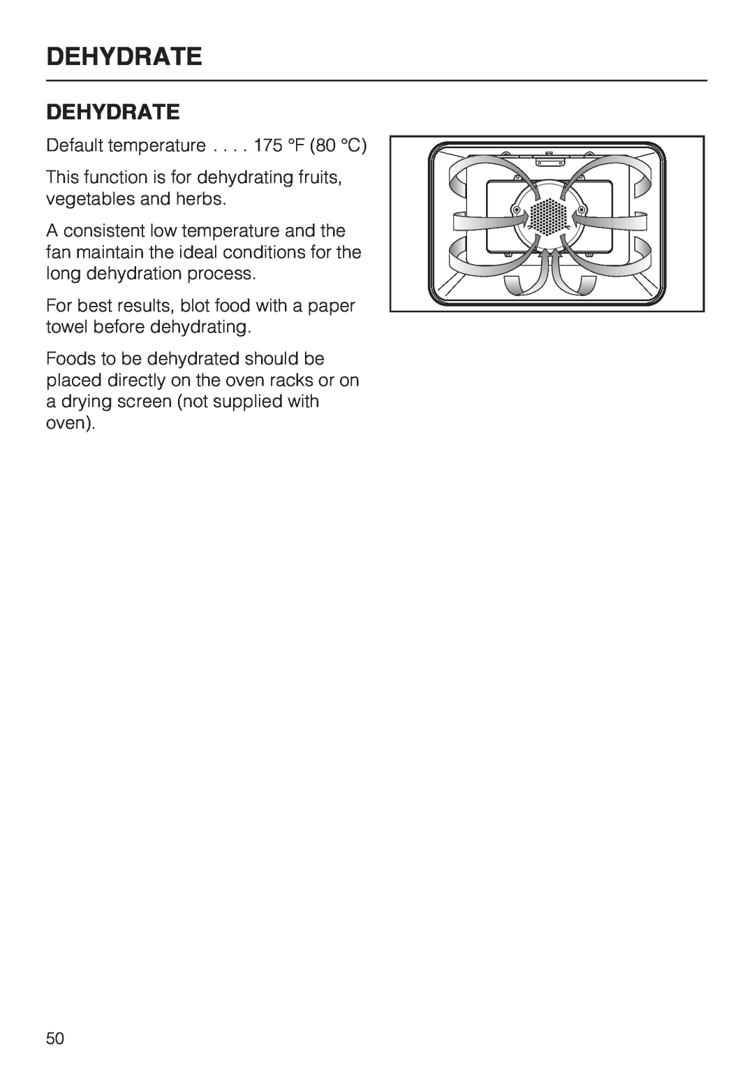 Miele H4680B installation instructions Dehydrate 
