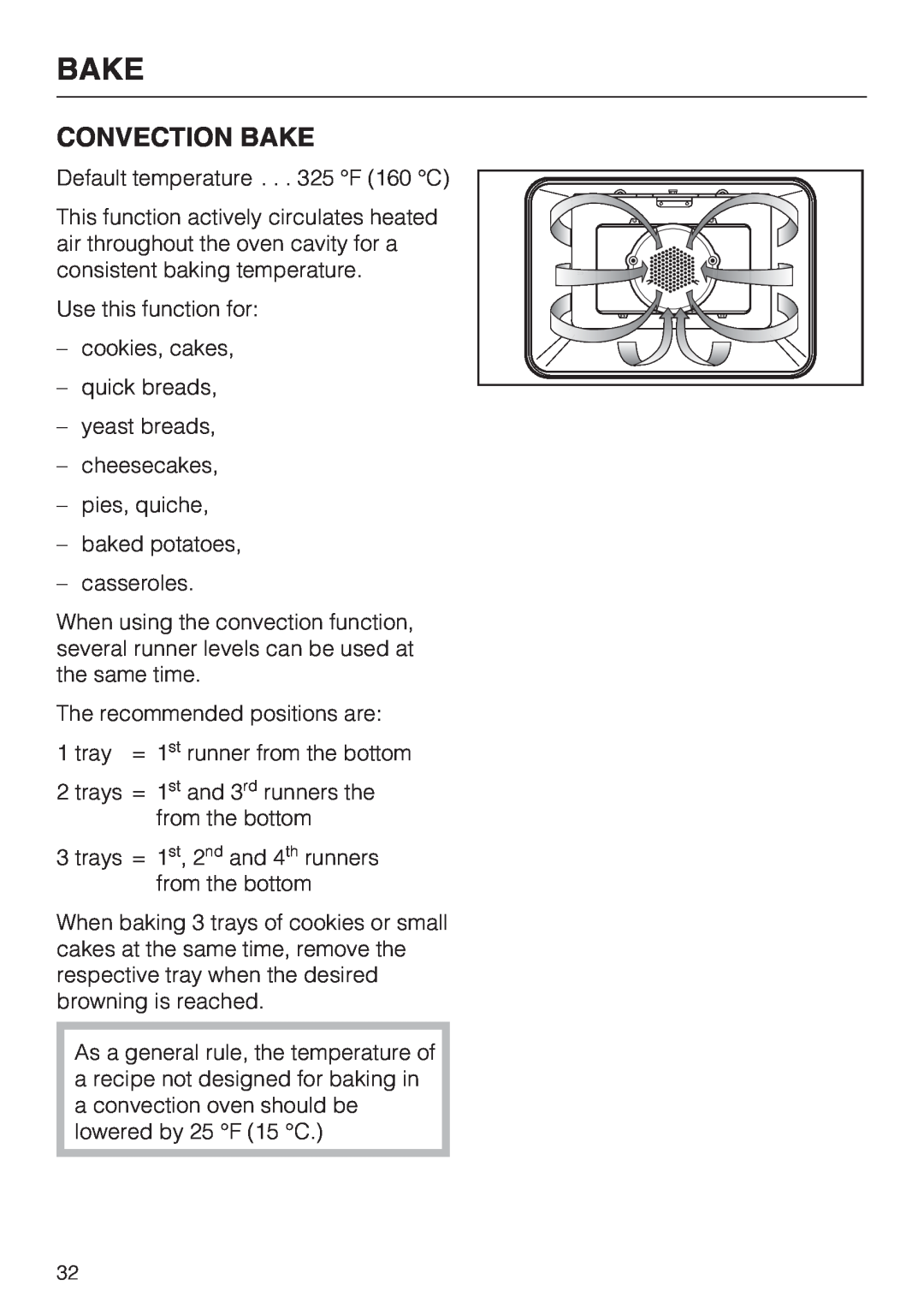 Miele H4682B, H 4688 B installation instructions Convection Bake 